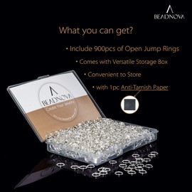 BEADNOVA 7mm Open Jump Rings for Jewelry Making Silver Jewelry Jump Rings for Keychains and Earrings (900Pcs)