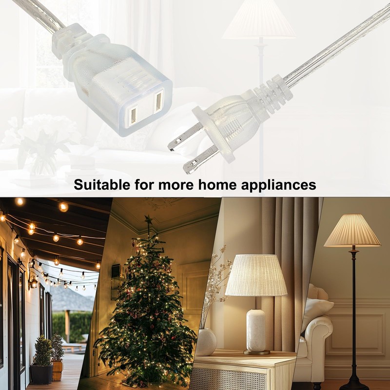 Rokneis 2 Pack Clear Extension Cord 6 feet, UL &