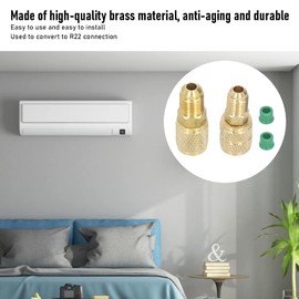 Tissting R410 to R22 Adapter, 1/4SAE Air Conditioner Straight Swivel Adapter Fitting High Voltage Interface Conversion Head Converter for HVAC Air Conditioner Mini Split System