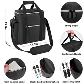 Karaoke Bag Compatible with JYX-S55/ for JYX 69BT Karaoke Machine with Two Wireless Microphones,Holder for MS69 Portable Bluetooth Speaker PA System, Box for Remote Control, Charging Cable (Case Only)