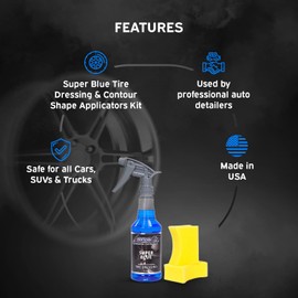 LANE'S Super Blue Tire Dressing & Contour Shape Applicators Kit - 16oz Showroom-Quality Tire Shine, Easy Streak-Free Application, Protecting Your Tires from Cracking and Discoloration