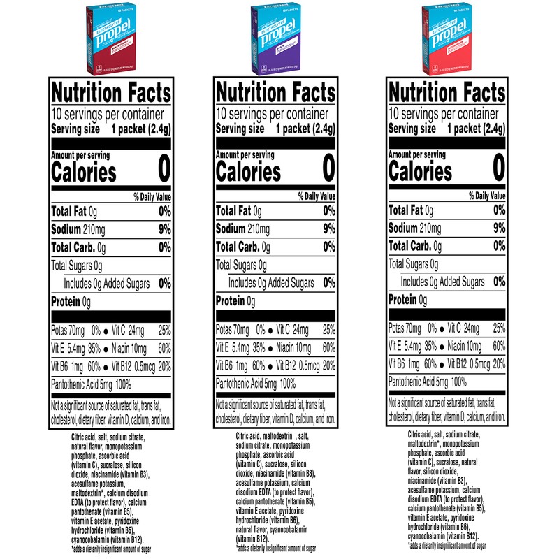 Propel Powder Packets, 3 Flavor Variety Pack, Electrolytes, Vitamins and