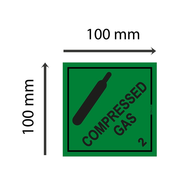 Pack of 2 signs, HazChem Compressed Gas 2 100mm green