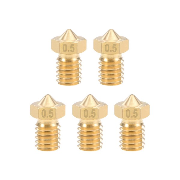 sourcing map 0.5mm 3D Printer Nozzle Head Replacement, Brass 5pcs