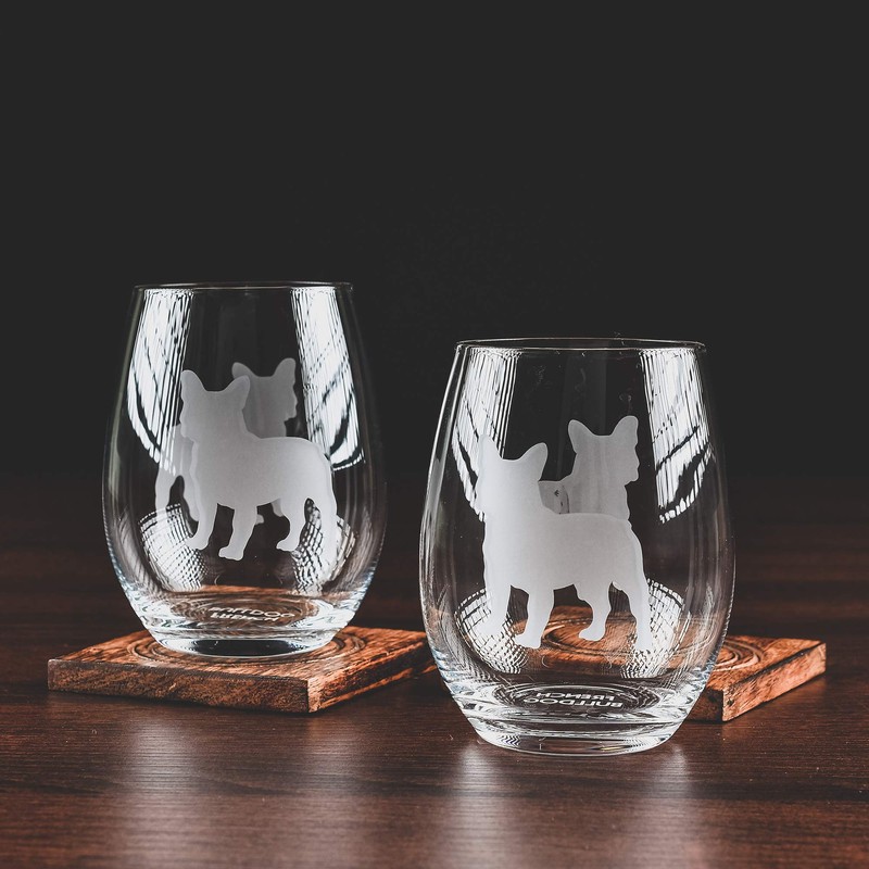 French Bulldog Wine Glasses (Set of 2) | Unique for