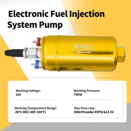 Gautory Universal External Inline Fuel Pump kit with Mounting Bracket Clamp 300LPH High Flow 6AN 10AN 12V Gold Color