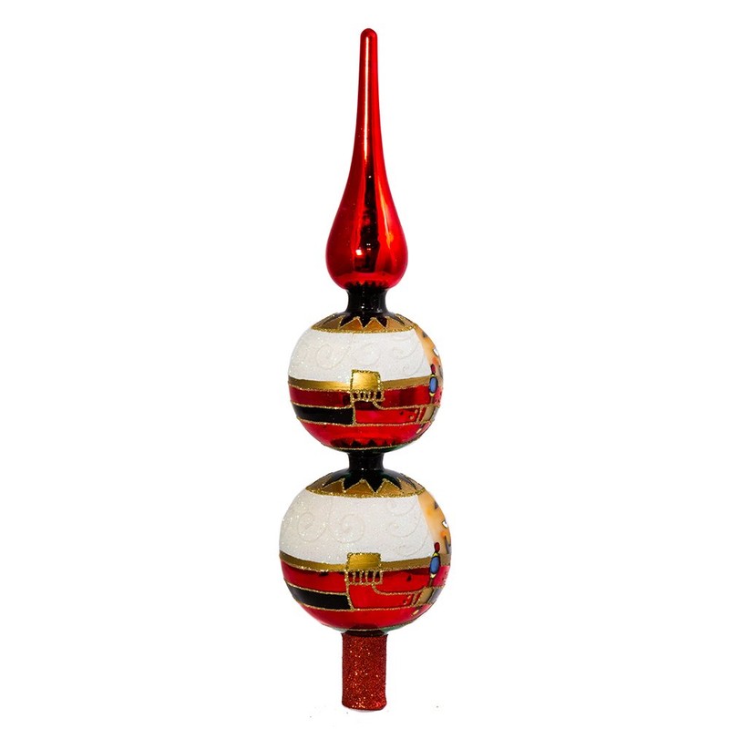 Kurt Adler Glass Nutcracker Treetop, 13-Inch