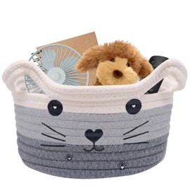 inheming Storage Basket Cotton Rope Braided Storage Basket Children Made of Cotton, Braided Basket, Small Basket Made of Cotton Rope for Towels, Blankets, Toys