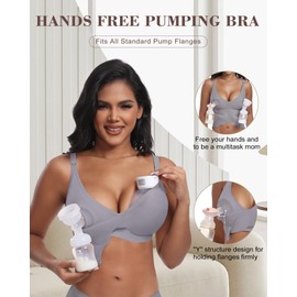 As Fairy Wireless Seamless Pumping Bra Hands Free Nursing Bra Wirefree Comfort Wearable Breast Pump Bra Regular Plus Size (Grayish Blue M Plus)