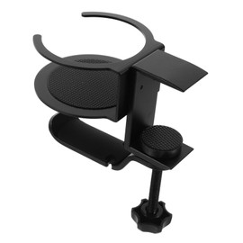 Zerodeko Rotating Headphone Hanger Clip Cup Holder Sturdy Under Desk Mount for Space Saving Desk Organization for Headsets and Drinkware