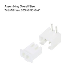 sourcing map 2.54mm Pitch XH Connector Kits 2 Pin Male Female Header Right Angle Socket Housing Cable Adapter and Crimp DIP Kits, 50 Set(200pcs)