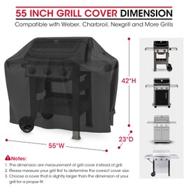 Unicook Grill Cover 55 Inch, BBQ Grill Cover for Outdoor Grill, Unique UV Resistant Waterproof Vinyl with Polyester Lining, Compatible for Weber Char-Broil Nexgrill and More Grills, Basic Version