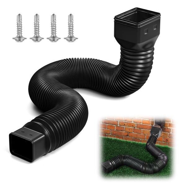 Flexible Downpipe Downspout Extension Kit: Retractable Rain Gutter Downspout Extensions