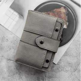 Oyccen Women's Wallet PU Leather Wallet with Zip Pocket Multi-Slots Card Holder Short Purse, gray, Vintage