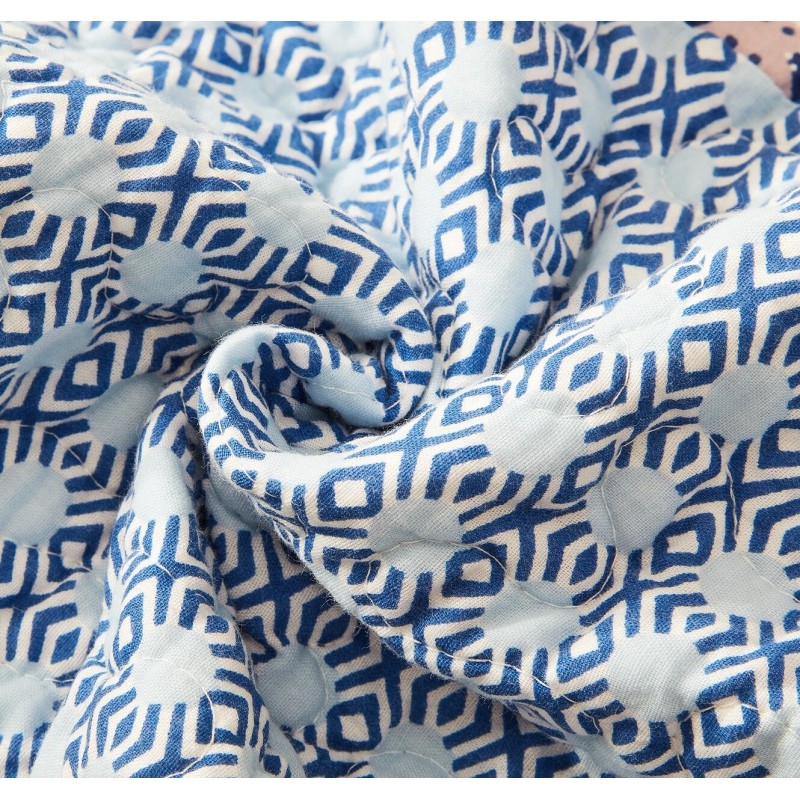 DaDa Bedding Mediterranean Fans Nautical Minty Blue Patchwork Bedspread Set