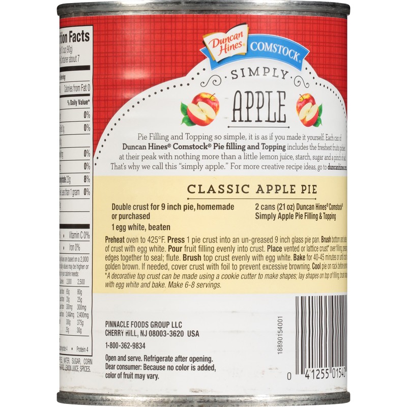 Duncan Hines Comstock Simply Pie Filling, Apple, 21 Ounce (Pack