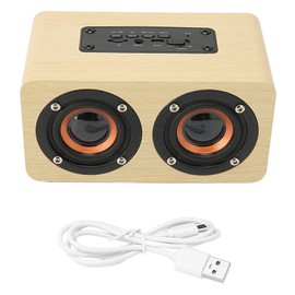 Retro Bluetooth Speaker Built in Mic Portable Wireless Speaker Supports Memory Card USB AUX MP3Yellow Wood Grain