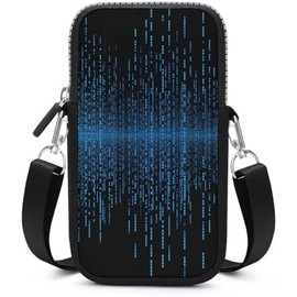 The Blue Binary Matrix - Bolso para teléfono celular con correa desmontable, pequeñas bolsas cruzadas para hombres y mujeres, mini bolsa para teléfono celular, portafolios para teléfono inteligente