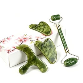 Gua Sha Facial Tool and Jade Roller Set for Face Massage and Skincare Routine, Gua Sha & Jade Roller Set,Massage Tool & Gua Sha Facial Tool Kit | Full Body