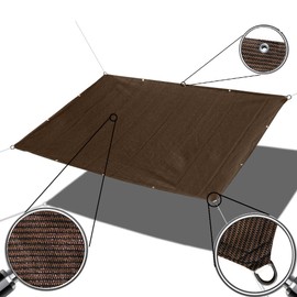 Alion Home Shade Sail - Straight Edge Sun Shade Sail - Shade Cloth for Patio, Pergola, Playground Shade Sails, Backyard Sails, Sail Awning, Deck Shade Sail (7 x 9 FT, Brown)
