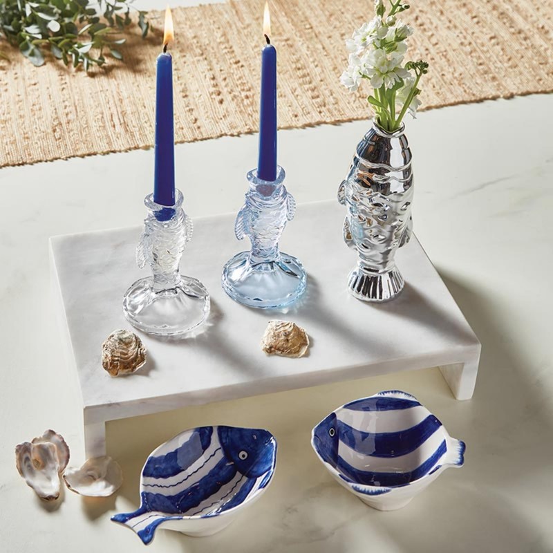 47th & Main Candle Holder for Taper Candle Fish-Shaped Glass