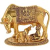 CRAFTVILLA Kamdhenu Cow with Calf & Krishna Gold Colour,Brass,Home Decorative