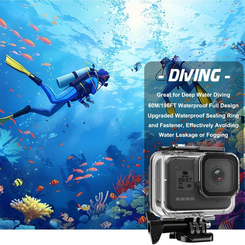 Compatible for Go Pro Hero 8 Black Waterproof Housing Case
