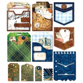 MAYJOYDIY Label Pocket Cutting Dies Stitched Slots Pocket Die Cut Set Card Making Slot Envelope Frame Cut Die for DIY Scrapbooking Journal Embossing Paper Craft Decor