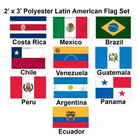 Undisclosed (2x3ft) Set of 10 Latin American Polyester Flags - Set 1