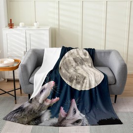 Queen 90"x90" Opossum All Season Bed Blanket Boys Possums Gifts Flannel Fleece Throw Blanket for Kids Women Men Ultra Soft Possums Moon Fuzzy Plush Blanket Possum Stuffed Animal Flannel Blanket