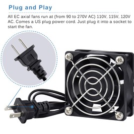 GDSTIME EC Cooling Fan 60mm x 60mm x 25mm AC 110V 115V 120V 220V 240V Dual Ball Bearings