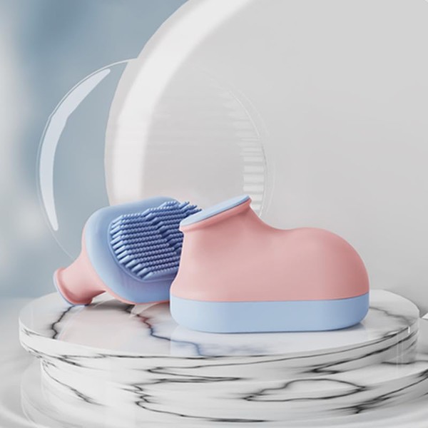 Heocniot 2-in-1 Ultra Soft Silicone Facial Cleansing Massage Brush Manual Cleansing Brush Handheld Cleansing Pad for Sensitive, Delicate, Dry Skin, (Pinkish Blue)
