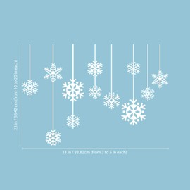 Set of 8 Vinyl Wall Art Decals - Snowflakes - from 10" to 5" Each - Christmas Holiday Seasonal Decoration Sticker - Indoor Home Office Wall Door Window Bedroom Living Room Workplace Decor Decals