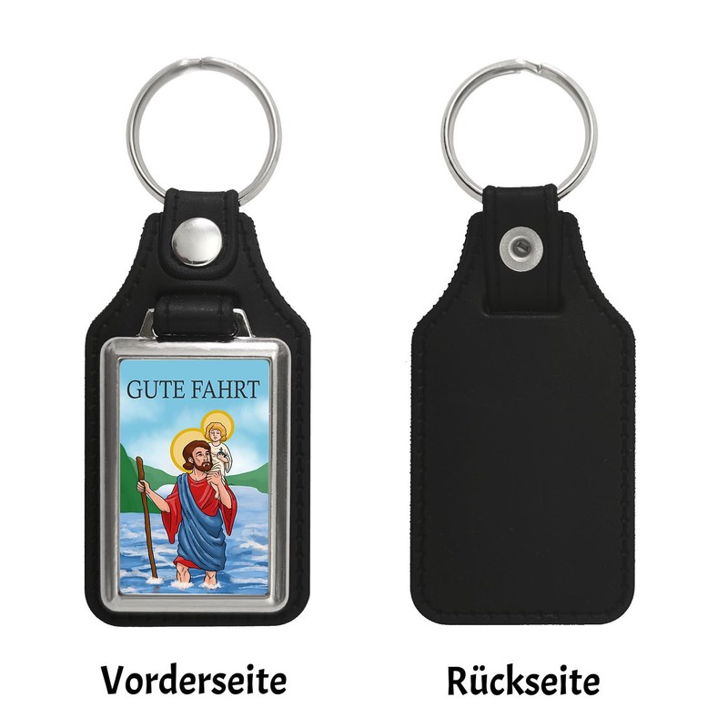 speecheese Good Ride Keyring with Faux Leather Pendant with Saint