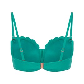 Hunkemöller Padded Strapless Underwired Bikini Top Scallop Cup E+, Hkm Green, 85E