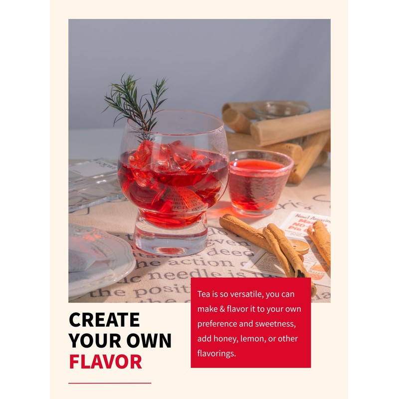 TeeLux Hibiscus Tea Bags, Premium Natural Hibiscus Flowers Tea, Caffeine