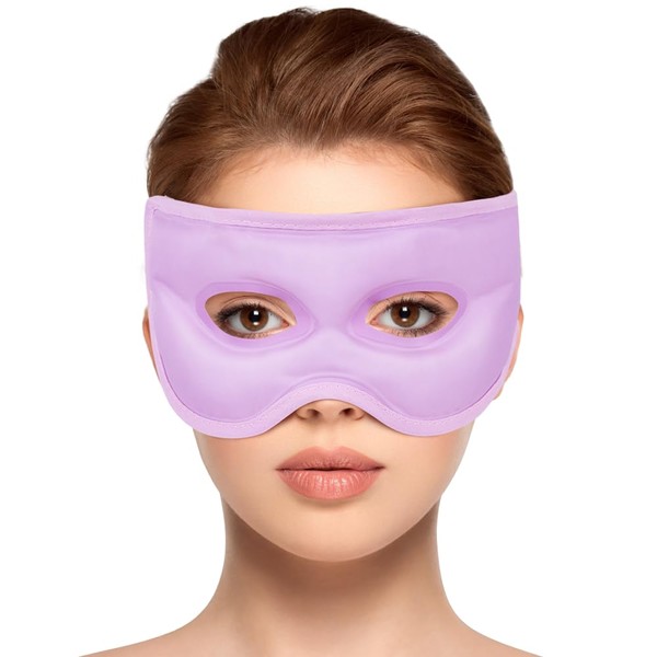 NEWGO Eye Mask, Cooling Mask, Face Cooling Mask for Migraines, Headaches, Swollen, Tired Eyes, Dark Circles, Sinus Pain, Ice Eye Mask (Purple)