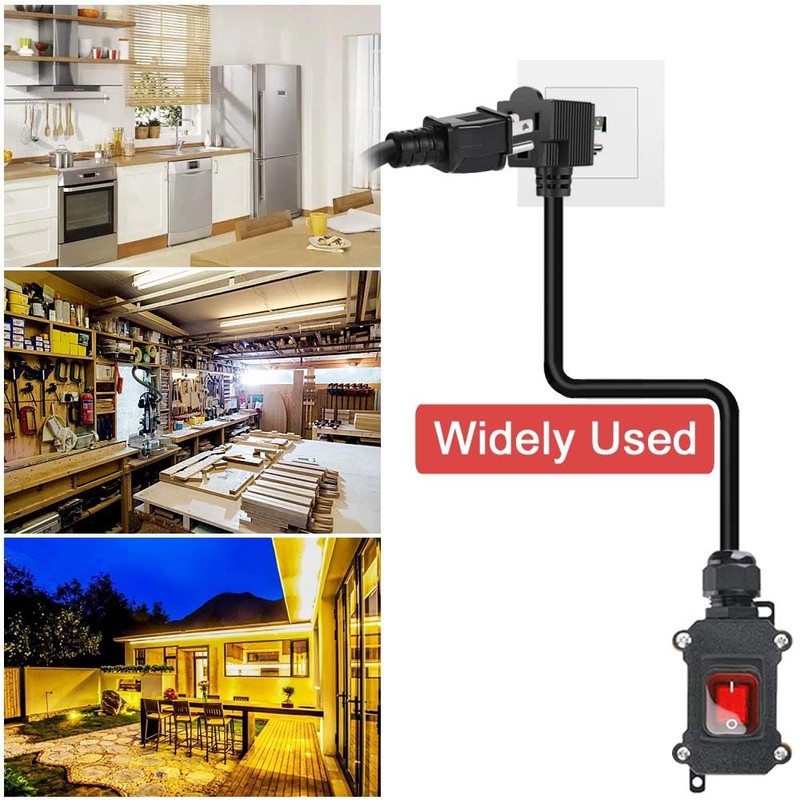 Inline Cord Switch with 3.3FT 14AWG Cable Piggyback Plug(3-Pronged), IP67