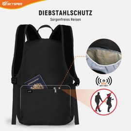 SKYSPER Foldable Backpack RFID Protection, 20L Small Backpack Hiking Backpack Women Men Daypack for Travel Hiking