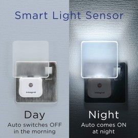 Integral LED, Plug in Walls with Dusk to Dawn Photocell, Auto Sensor Night Lighting for Hallways, Stairs, Bedrooms, Landings, Children’s Room, Baby, Infants Nursery, Kitchen, 0.6 W,White,2 pack