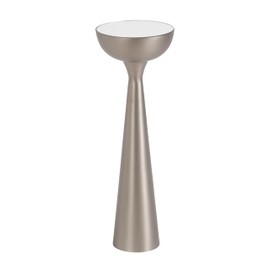 Kate and Laurel Chandon Mid-Century Sophisticated Drink Table, 8 x 8 x 23, Antique Nickel, Glam Sculptural Plant Pedestal Table for Use as Antique Mini Table or Bathtub Accent Table