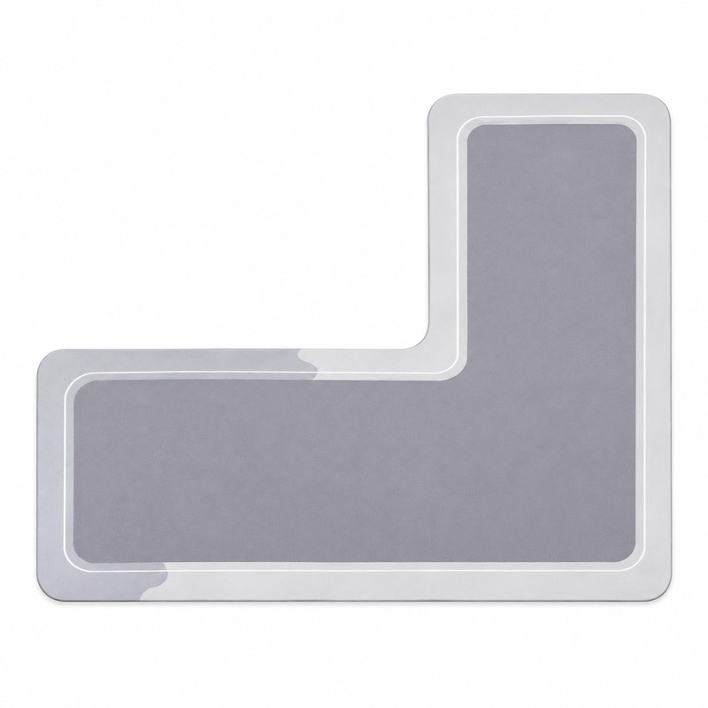L-Shaped Diatomaceous Earth Bathroom Mat for Shower Entry – Absorbent