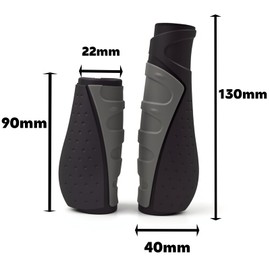 Ergonomic Bicycle Grips, Long and Short Design for Rotary Switch, Universal Handlebar Grips 22mm for Mountain Bike, BMX, Folding Bike, City Bike, Road Bike, Scooter (130+90mm)