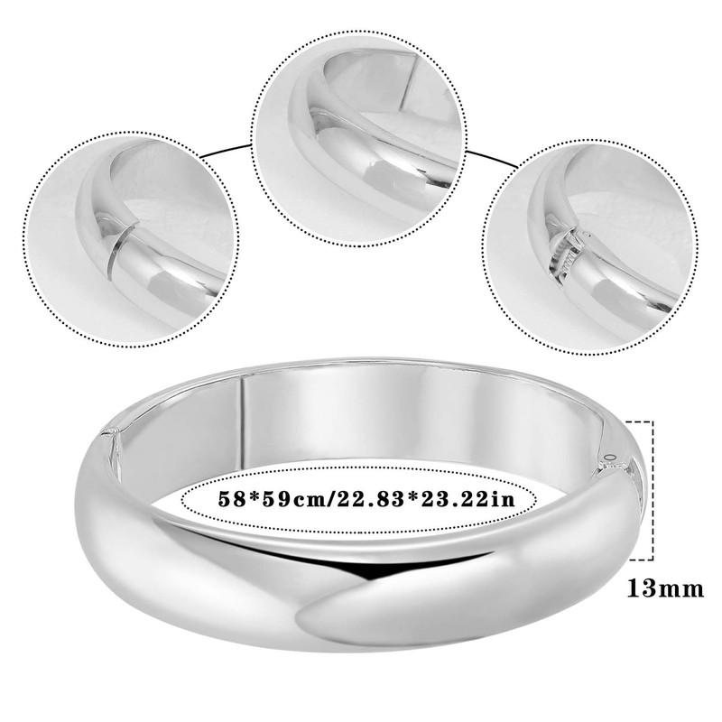 MILAKOO Silver Arc Polished Surface Bangle Cuff for Women Minimalist