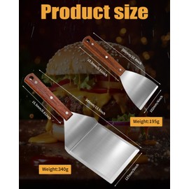 Kureny Grill Spatula Set Made of Stainless Steel, Grill Spatula Set with Wooden Handle, Creative Grill Turner, Unique Grill Tools, Plancha Spatula, Teppanyaki Accessories