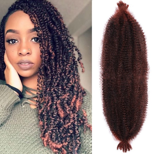 ZRQ 8 Packs Soft Springy Afro Twist Hair For Distressed Locs 24 Inch Ombre Marley Crochet Braiding Hair Synthetic Pre-Separated Spring Twist Hair Extension For Women 10 Strands/Pack (1B/350#)