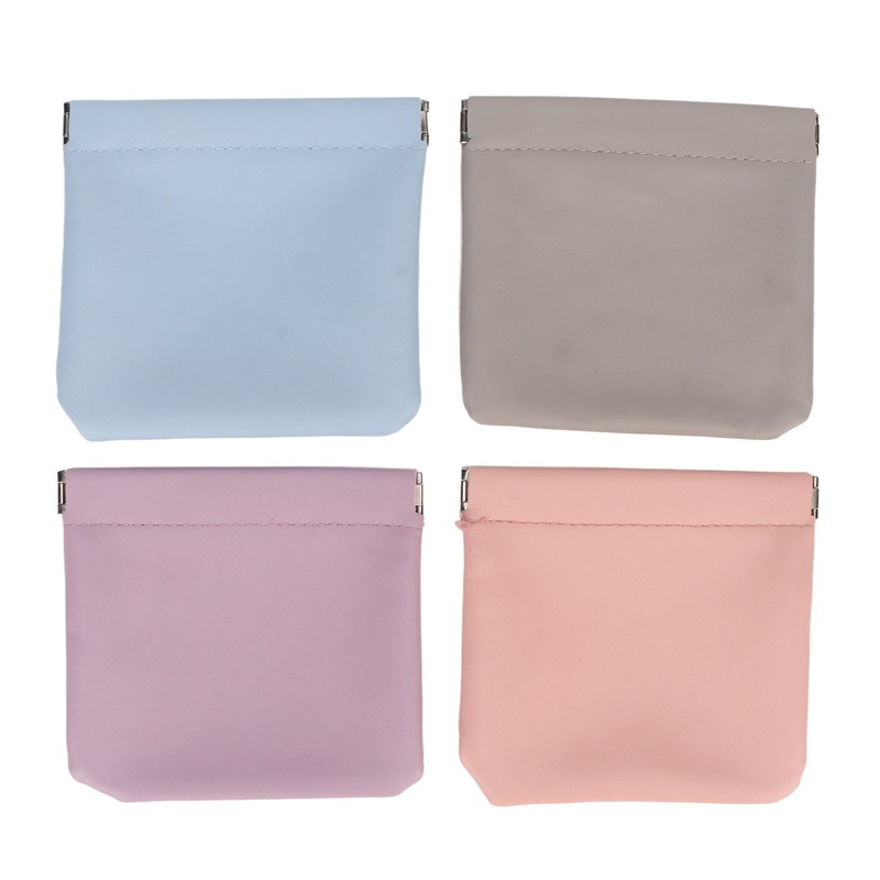 4 Colors Mini Lipstick Storage Bag Automatic Closure Portable PU