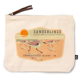Chincoteague Island, Virginia, Shorebirds at Sunset, Sanderlings, Birds, 100% Cotton Zipper Pouch, Travel Accessory, Go Bag