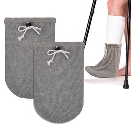 2Pcs Cast Sock Cover for Foot, Leg Cast Cover Below The Knee Cast Sock Sleeve Cast Toe Cover Socks Adjustable Drawstring Cast Protector Cast Sleeve for Men Women Foot Leg Ankle Proof（Grey）