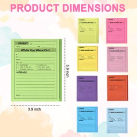 9 Pcs Sticky Phone Message Pad, 5.9x3.9Inch While You were Out Message Pad, Self-Adhesive Sticky Notes, Fluorescent Color Telephone Nots for Office, School, Home, 50 Sheets/Pack (9 Colors)